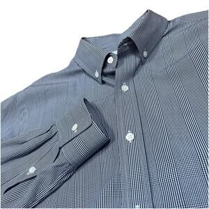 +J Jil Sander Uniqlo Mini Gingham Check Large Button Up Shirt Navy Blue & White